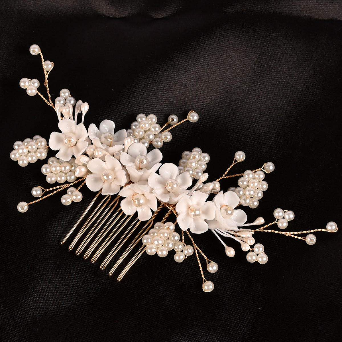 Handmade Pearl Flower Headpiece Wedding Hair Comb