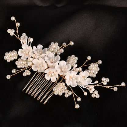 Handmade Pearl Flower Headpiece Wedding Hair Comb