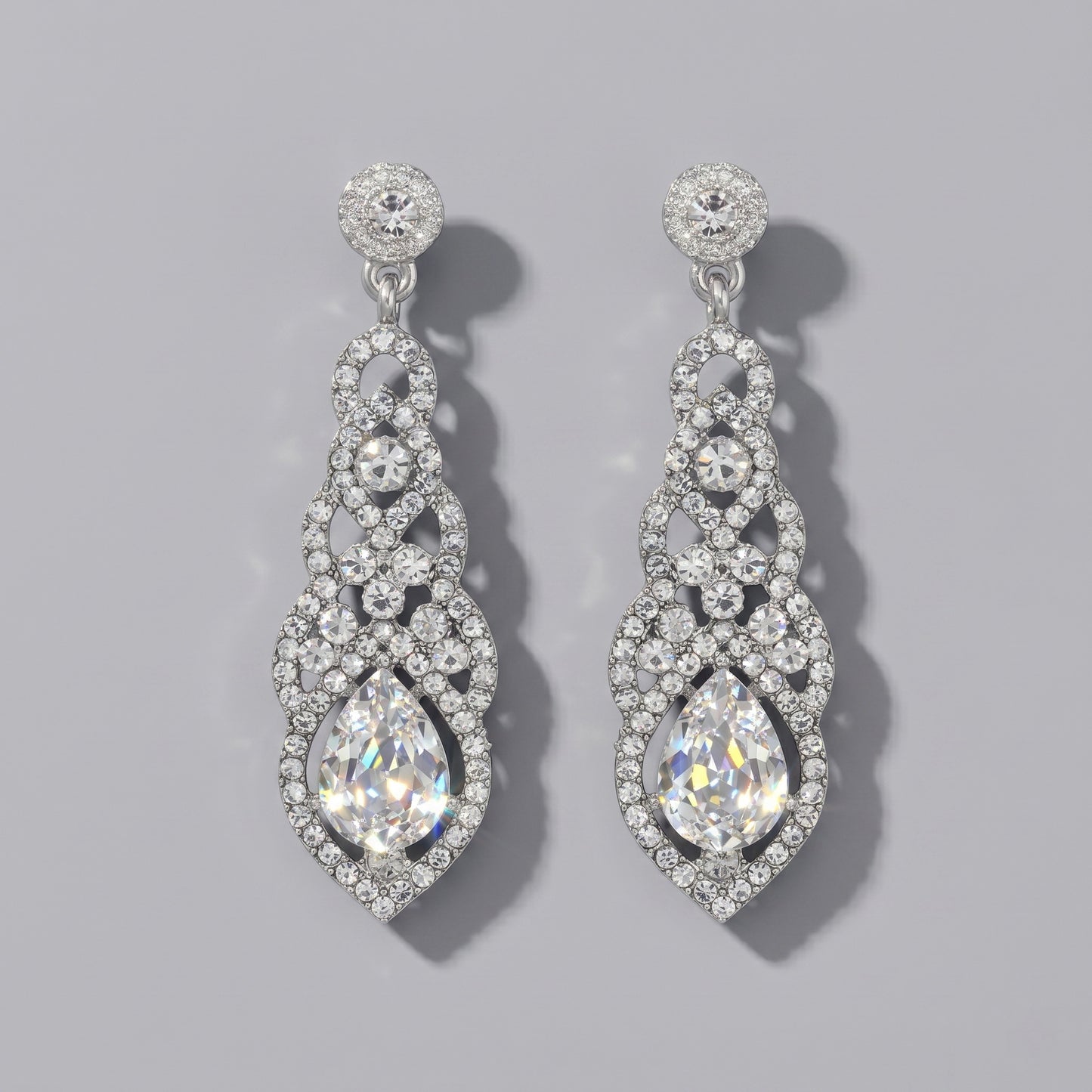 Vintage Floral Alloy Rhinestone Earrings Elegant Daily Drops