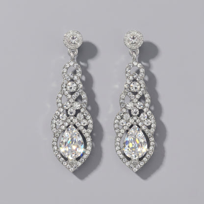 Vintage Floral Alloy Rhinestone Earrings Elegant Daily Drops