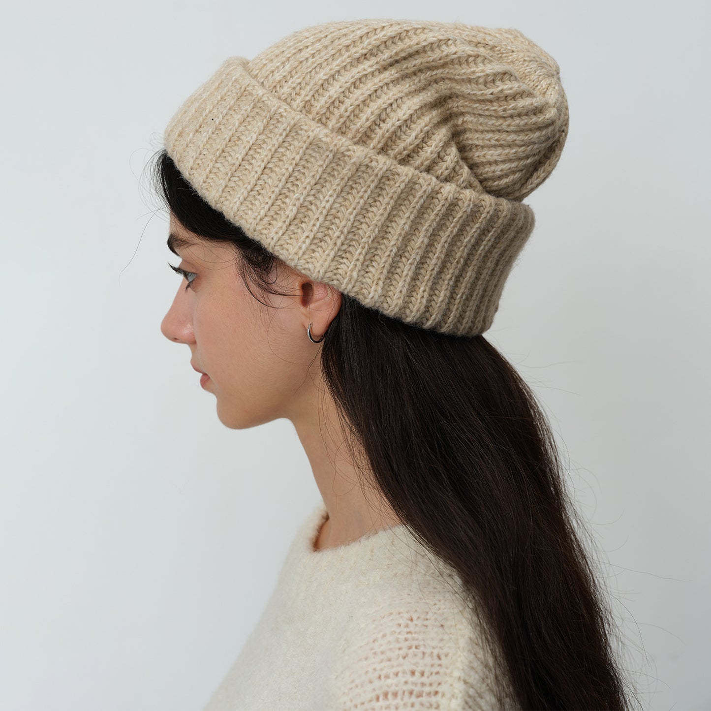 Classic Solid Color Knitted Wool Blend Beanie for Women
