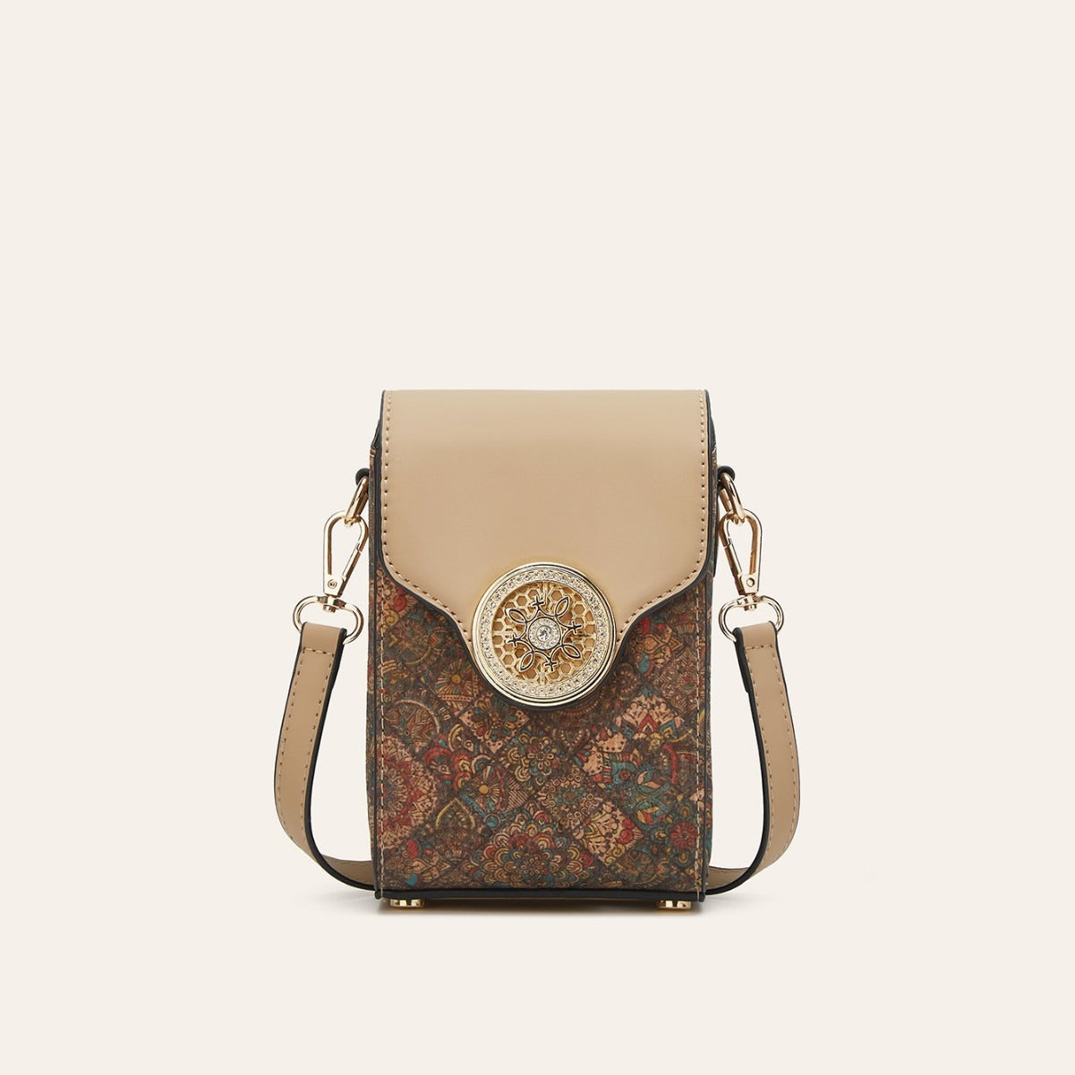 Ethnic Style Cork Phone Crossbody Bag