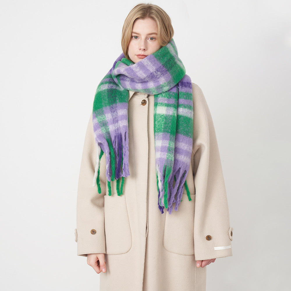 Soft Cashmere Feel Plaid Scarf for Women - Vintage Style