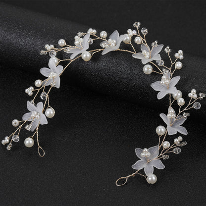 Transparent Handmade Pearl Flower Headband for Brides