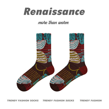 Renaissance Embossed Mid Calf Cotton Socks