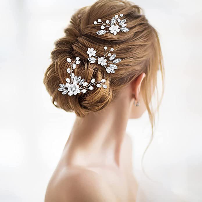 Irregular Crystal Hair Pins Set Metal Wedding Hair Accessory