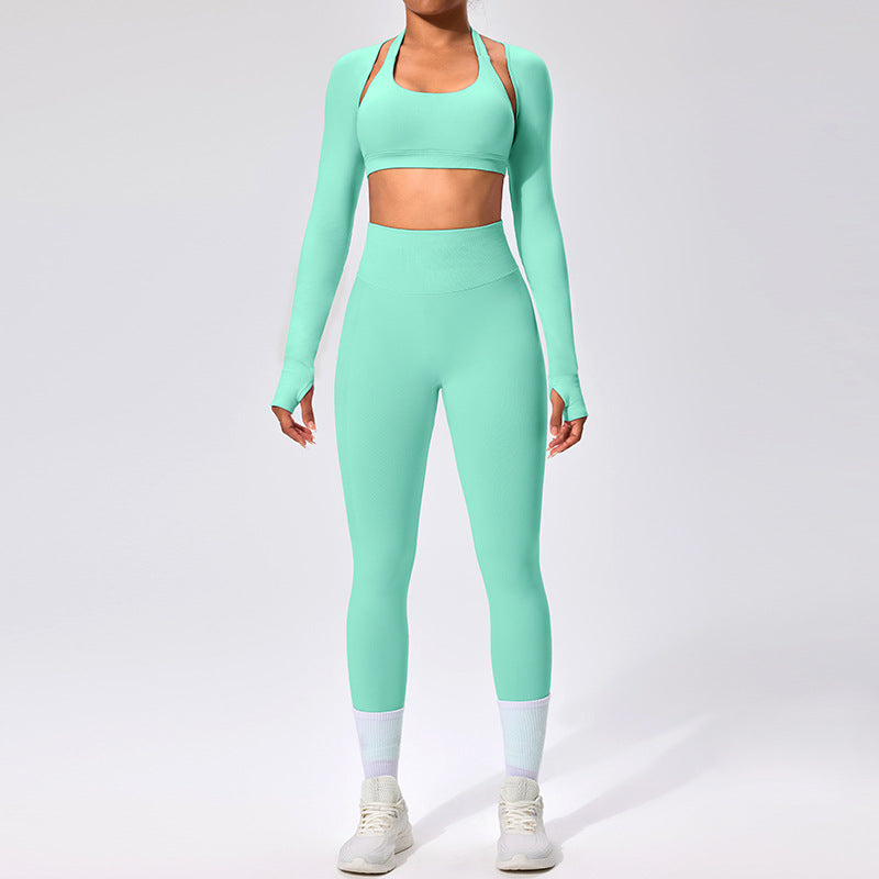 Women's Outdoor Yoga Set with Open Back Sports Bra and Pants