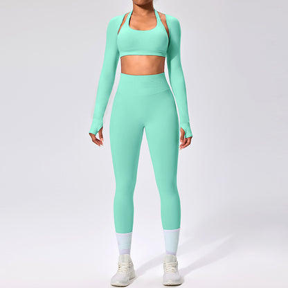 Women's Outdoor Yoga Set with Open Back Sports Bra and Pants