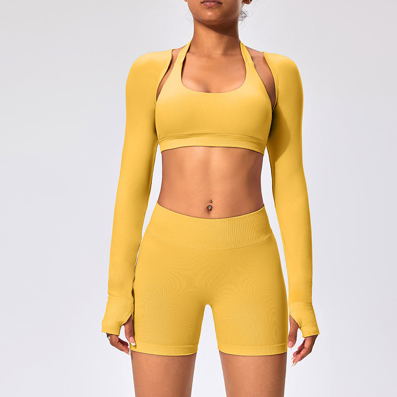 Women's Outdoor Yoga Set with Open Back Sports Bra and Pants