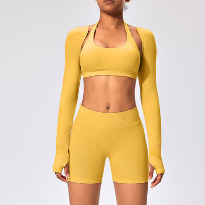 Women's Outdoor Yoga Set with Open Back Sports Bra and Pants