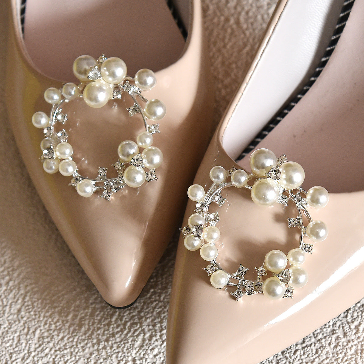 Removable Pearl Shoe Buckle Square Round High Heel Clip Accessories
