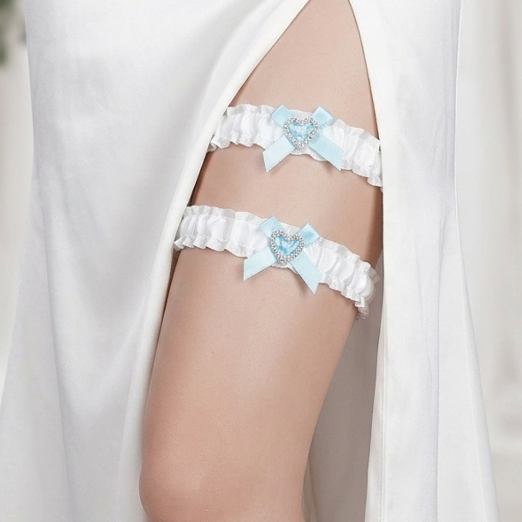 Bridal Lace Garter Belt with Rhinestones and Pearls for Elegant Weddings