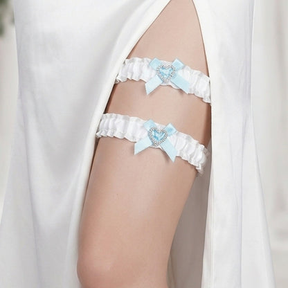 Bridal Lace Garter Belt with Rhinestones and Pearls for Elegant Weddings