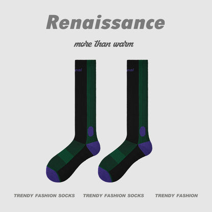 3D Floral Compression Calf Socks Polyester Blend