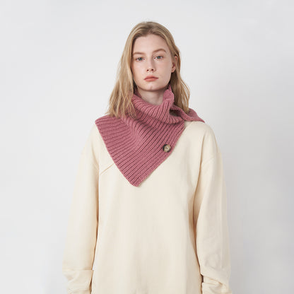 Pure Wool Knitted Scarf with Detachable Buttons for Women