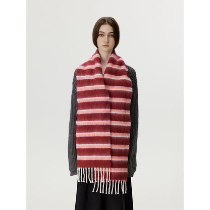Designer Korean Style Wool Blend Multi-Color Striped Scarf for Women