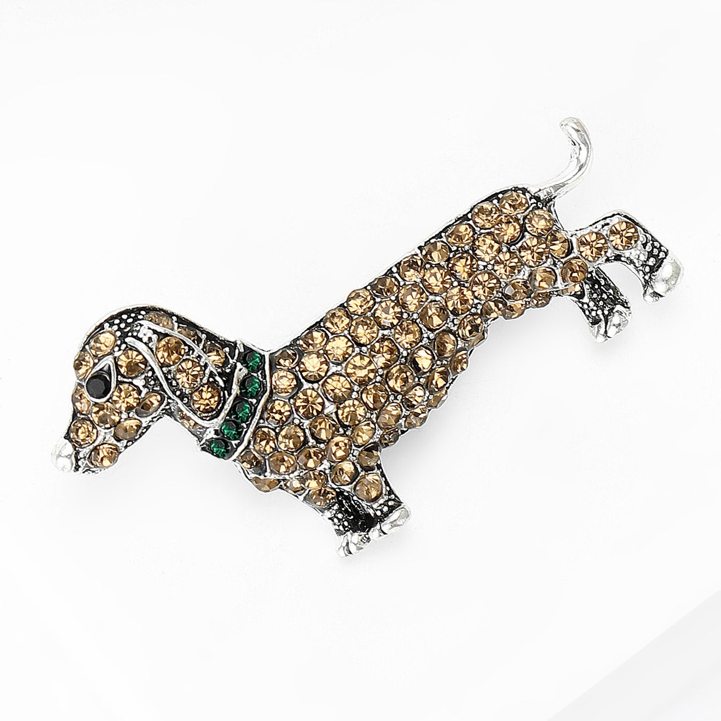 Alloy Dog Brooch with Rhinestones Stylish Animal Pin for Women