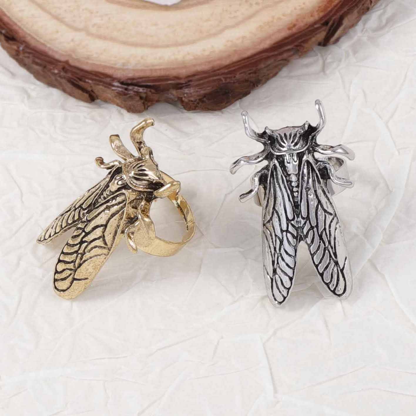 Adjustable Open Ring Cicada Ladybug Alloy Casual