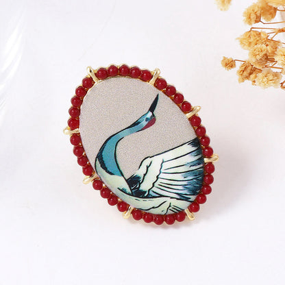 Alloy Adjustable Ring Vintage Bird And Flowers Boho