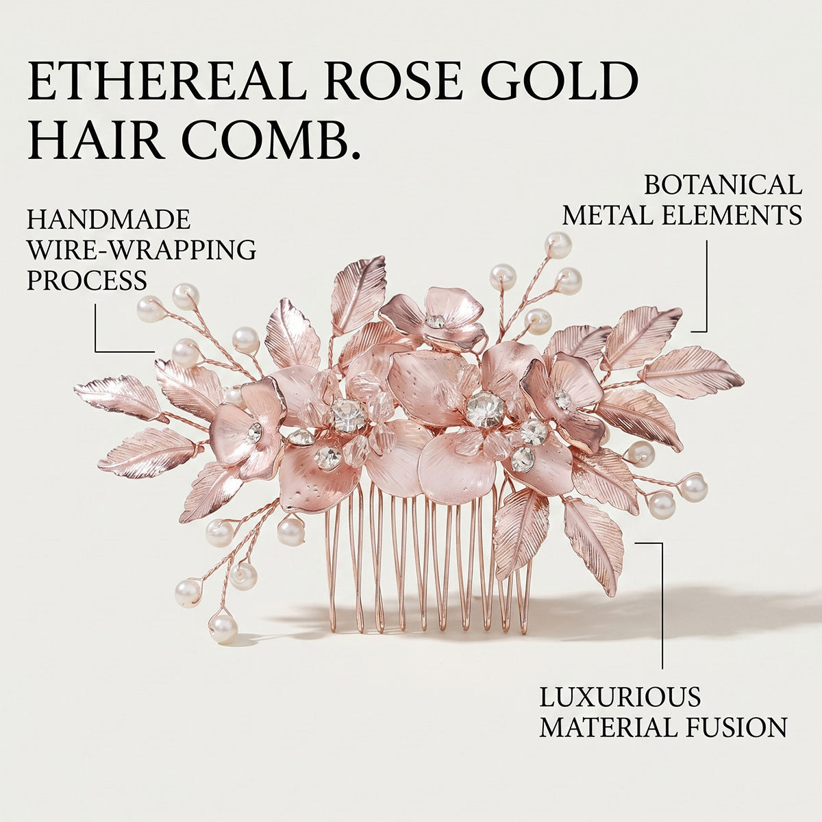 Vintage Pearl and Crystal Hair Comb with Floral Design for Brides
