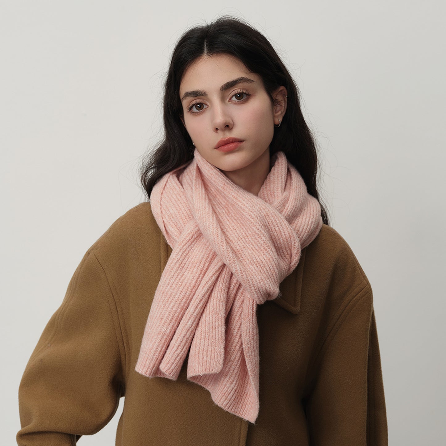 Wool Blend Knitted Scarf Soft Warm Cozy Fashionable Neck Warmer