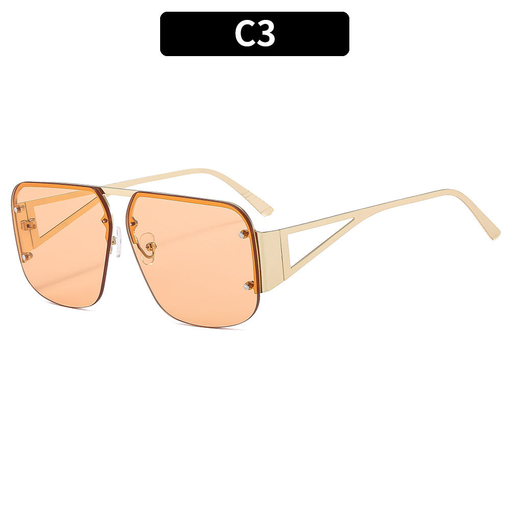 Stylish Metal Half-Rim Sunglasses Trendy Unisex UV400 Protection