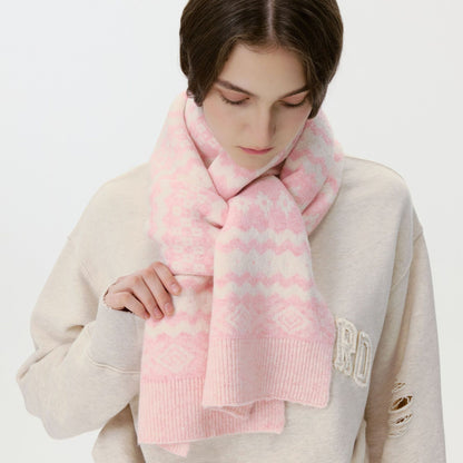 Geometric Knit Scarf Stylish Unisex Warm Neck Cover