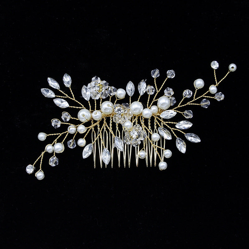 White Crystal Pearl Hair Comb Elegant Bridal Hairpiece