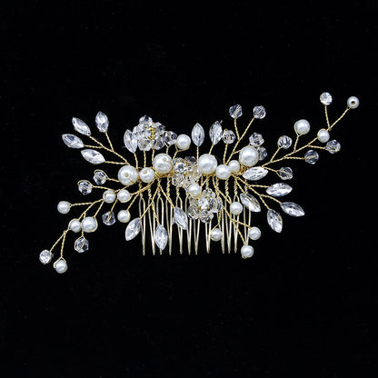 White Crystal Pearl Hair Comb Elegant Bridal Hairpiece