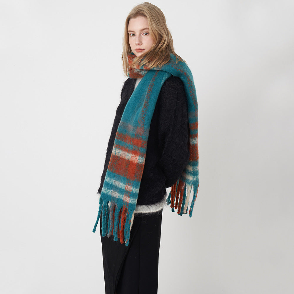 Soft Cashmere Feel Plaid Scarf for Women - Vintage Style