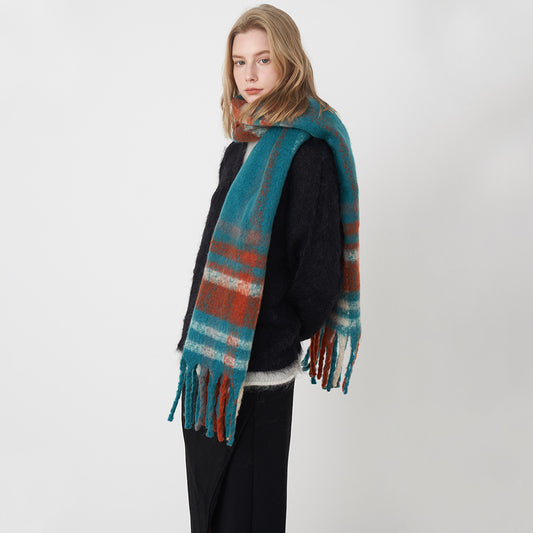 Soft Cashmere Feel Plaid Scarf for Women - Vintage Style