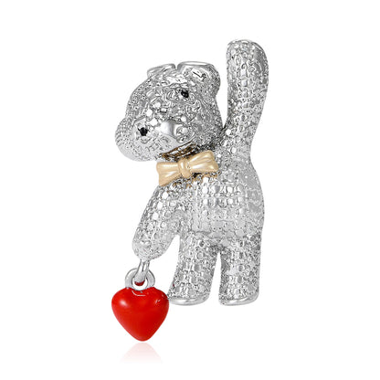 Heart Bear Rhinestone Brooch Fashion Alloy Decorative Pin for Women