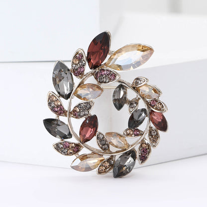 Fashionable Crystal Olive Branch Brooch for Women