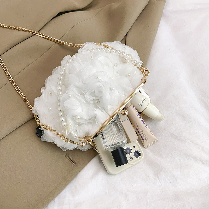 Trendy Floral Pearl Shoulder Bag Stylish Casual Crossbody Bag