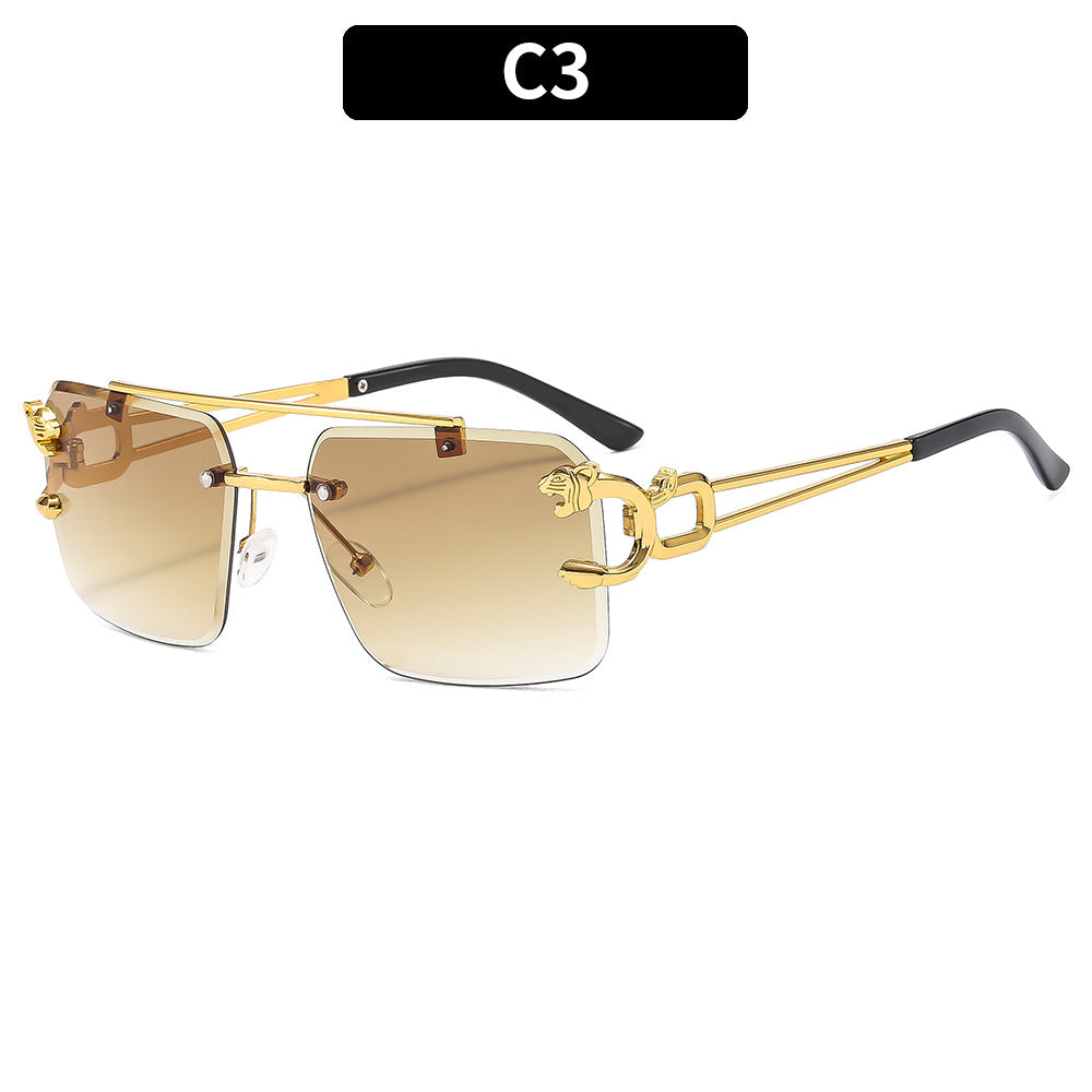 Trendy Metal Frame Leopard Sunglasses Polarized UV400 Protection