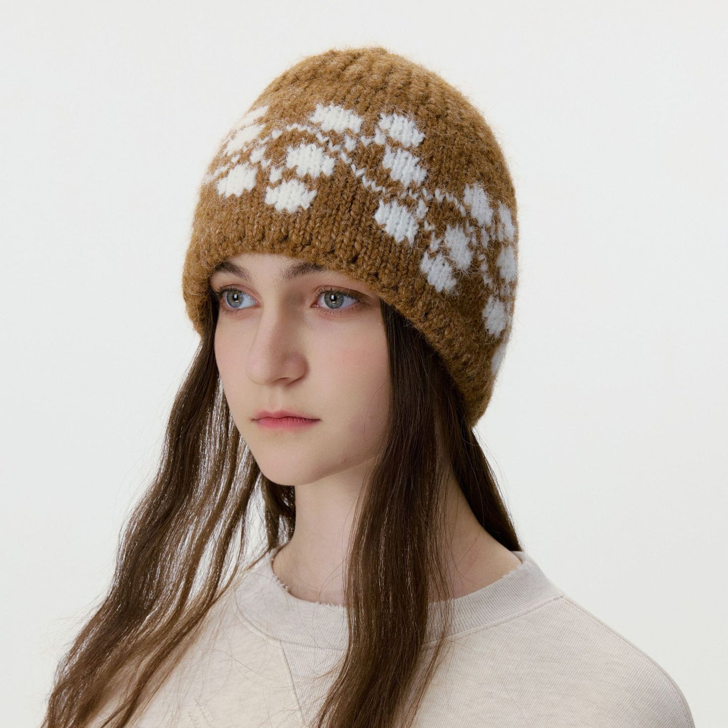 Retro Jacquard Knit Beanie Hat for Men and Women