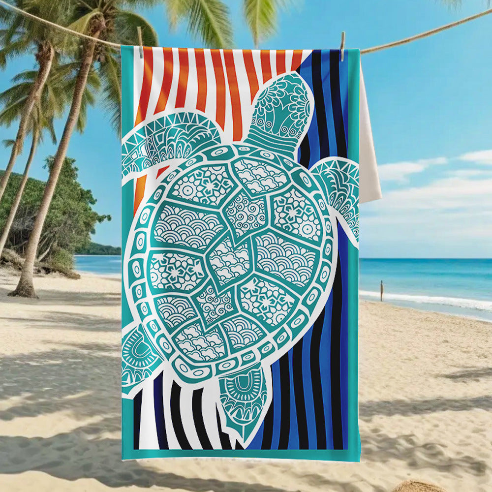 Customizable Turtle Print Beach Towel Ultra-Soft Microfiber Bath Towel
