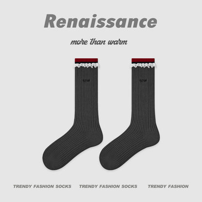 Socks Layered Mid Calf Lettered Cotton Blend Casual