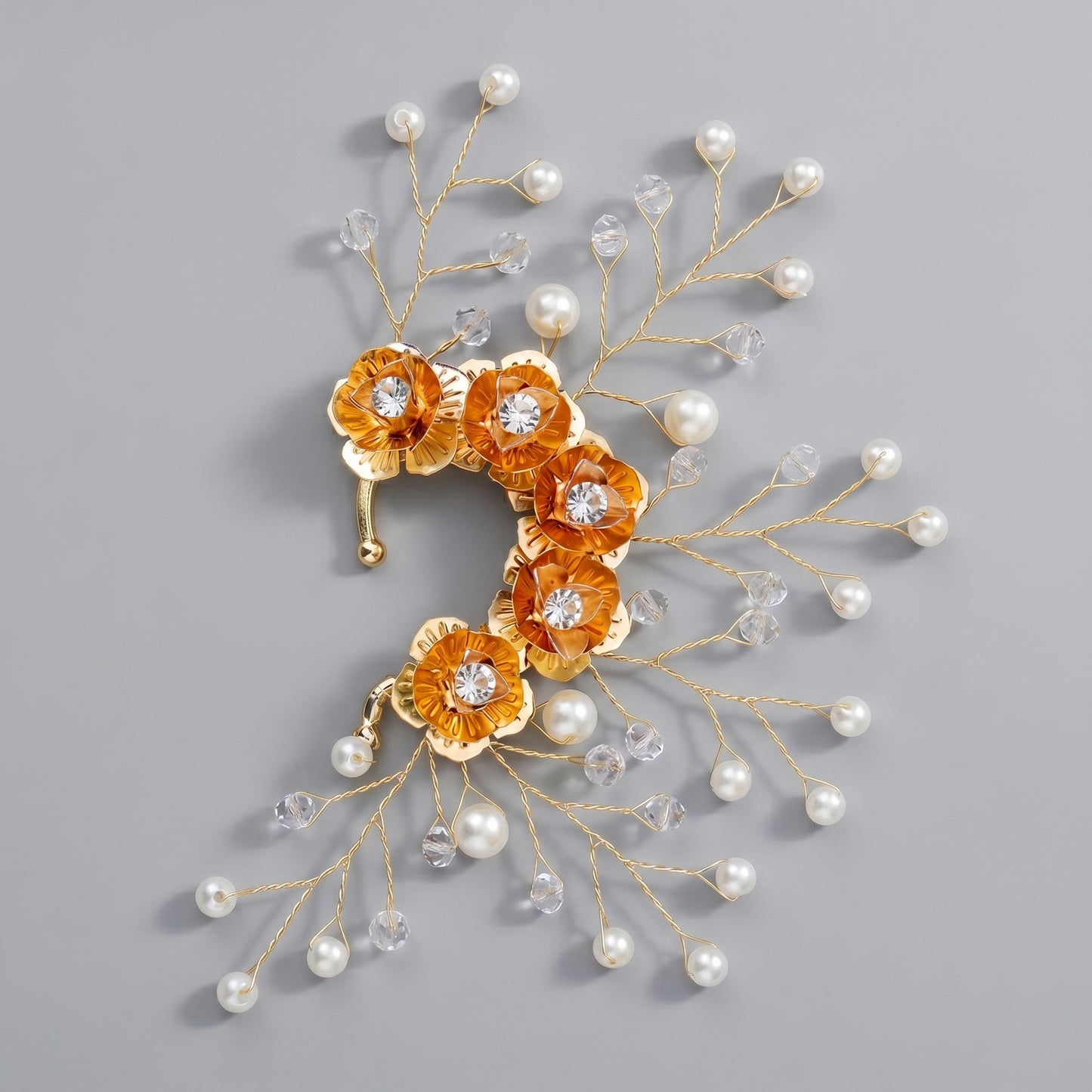 Handcrafted Pearl and Crystal Floral Earrings - Elegant and Versatile Accessories