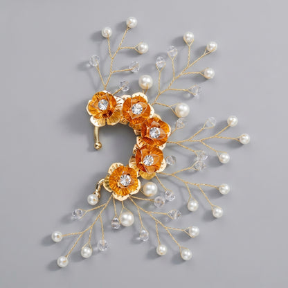 Handcrafted Pearl and Crystal Floral Earrings - Elegant and Versatile Accessories