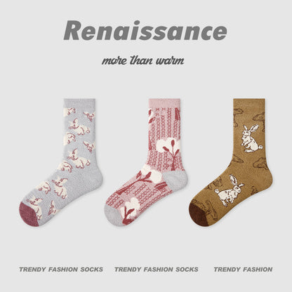 Mid Calf Polka Dot Coral Fleece Socks