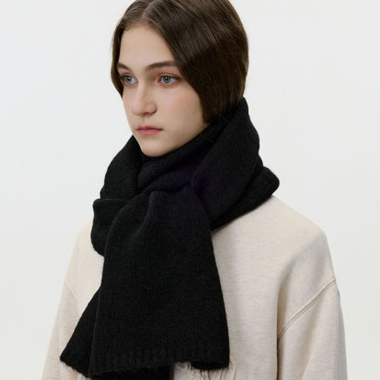 Fashionable Wool Blend Solid Color Knitted Scarf for Men and Women