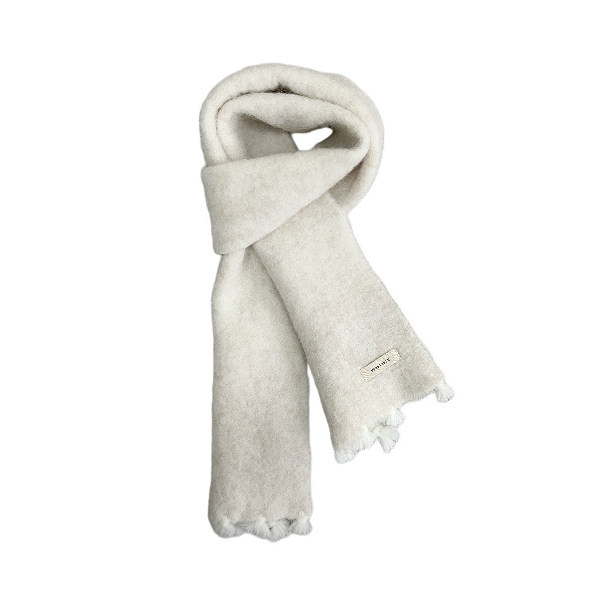 Trendy Solid Color Wool Blend Fringe Scarf for Women