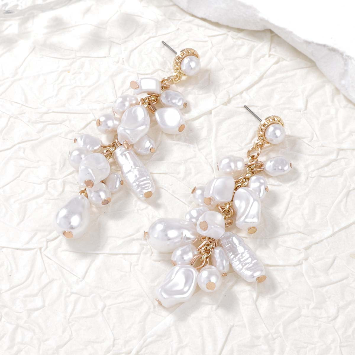 Necklace Baroque Floral Faux Pearl Layered Earring Set