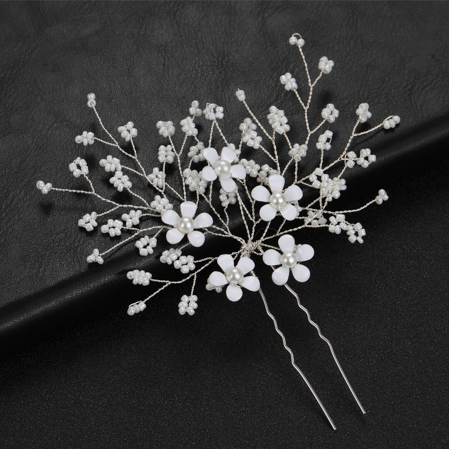 Floral U Shaped Hairpin Wedding Hairpiece