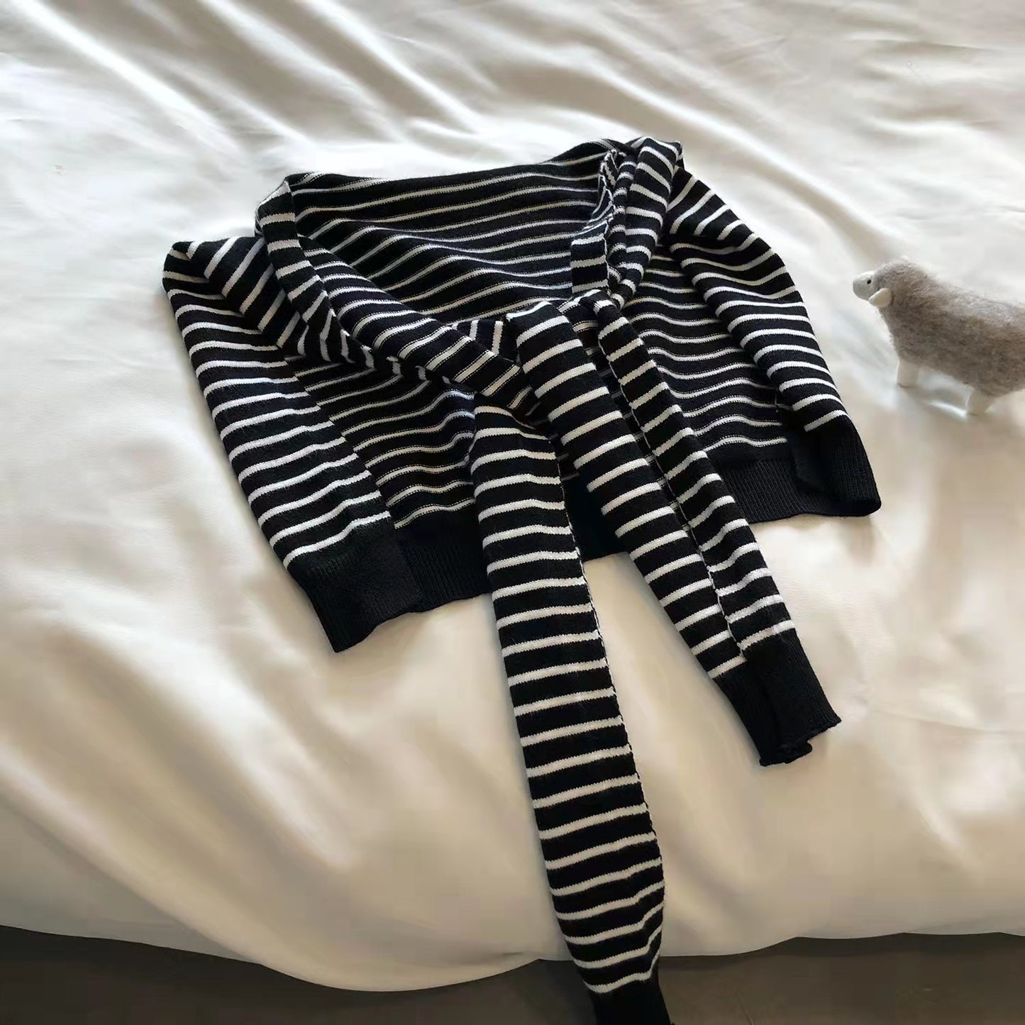 Chic Striped Knit Shawl for Women - Elegant Lightweight Overlay