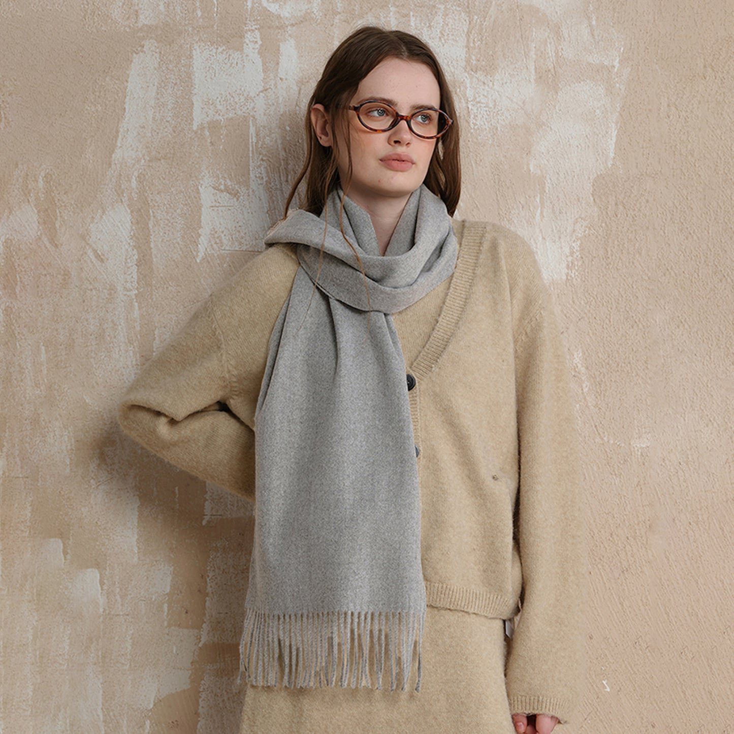 Classic Wool Scarf with Tassels for Men and Women