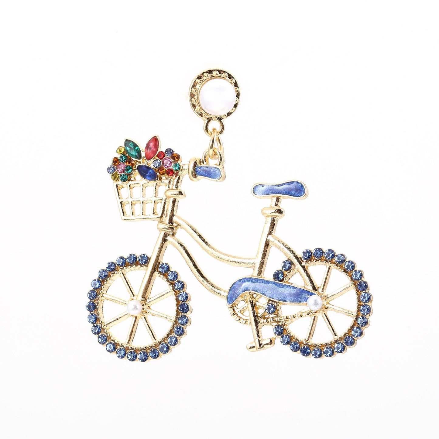 Earrings Bicycle Pearl Rhinestone Lightweight Office Chic