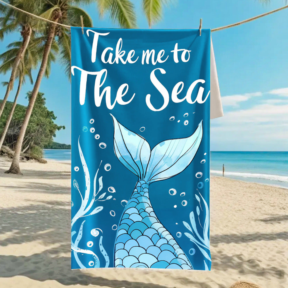 Customizable Turtle Print Beach Towel Ultra-Soft Microfiber Bath Towel