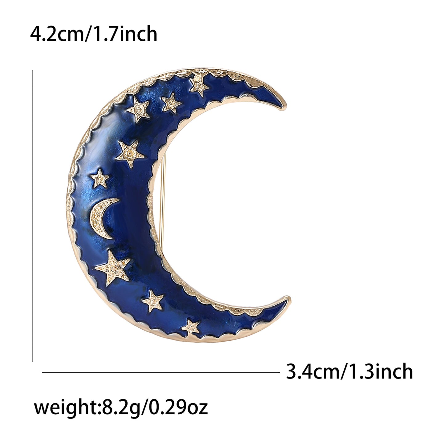 Elegant Enamel Moon Star Brooch Alloy Accessories